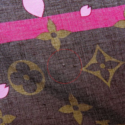 Louis Vuitton Scarf LV × Tm Carré Cherry Blossom Cotton Maroon Brown Pink