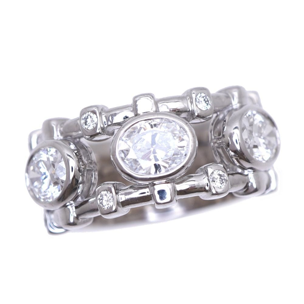 Dior Oval Cut Diamond Ring 51 18K White Gold
