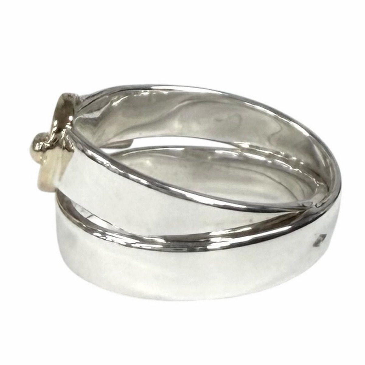 Hermes Vintage 925 750 Double True Ring Combination Silver Gold 50 Weight — view 2