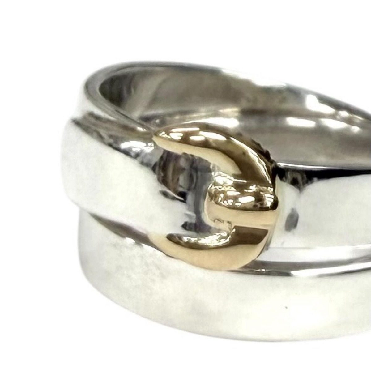 Hermes Vintage 925 750 Double True Ring Combination Silver Gold 50 Weight — view 6
