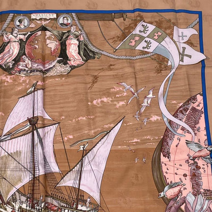 Hermes Scarf Carre 90 Silk Christophe Colomb Decouvre 1 Amerique 12 Octobre
