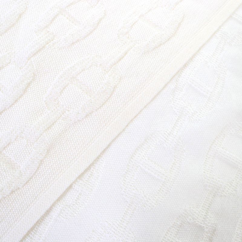 Hermes Cotton Cashmere Chaine D'ancre Pattern Large Shawl Scarf Off White Made