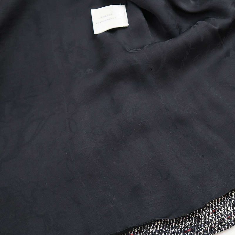 Chanel No Collar Tweed Cord Jacket P37633v27256 Navy 42