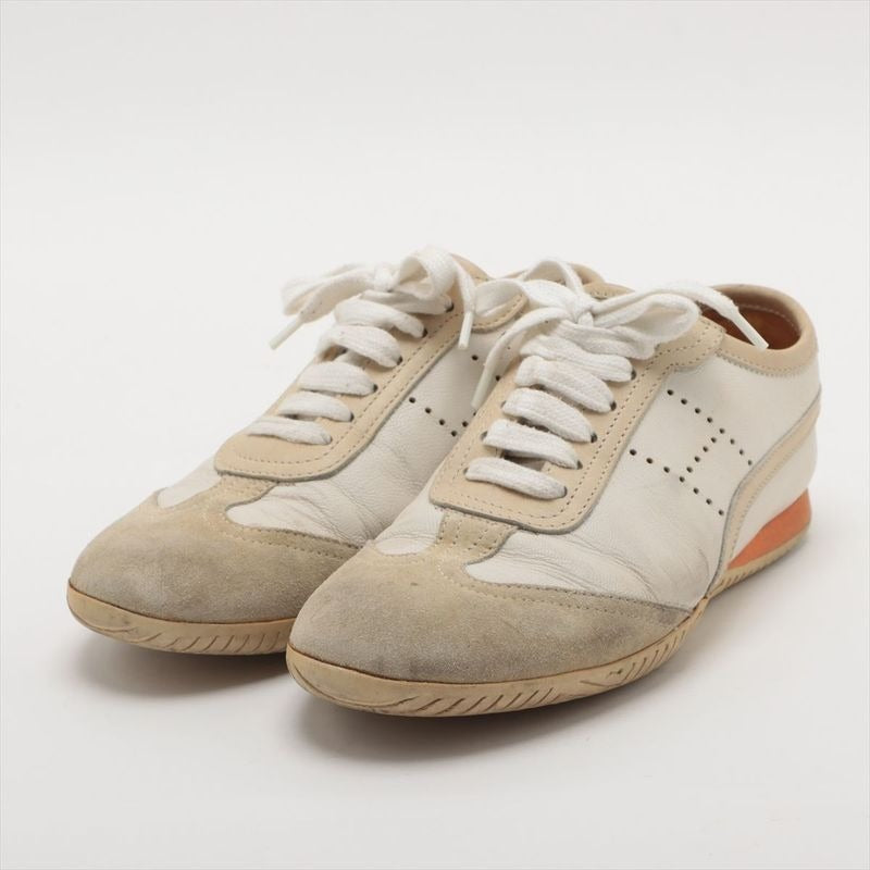 Hermes Leather Sneakers 35 White and Beige