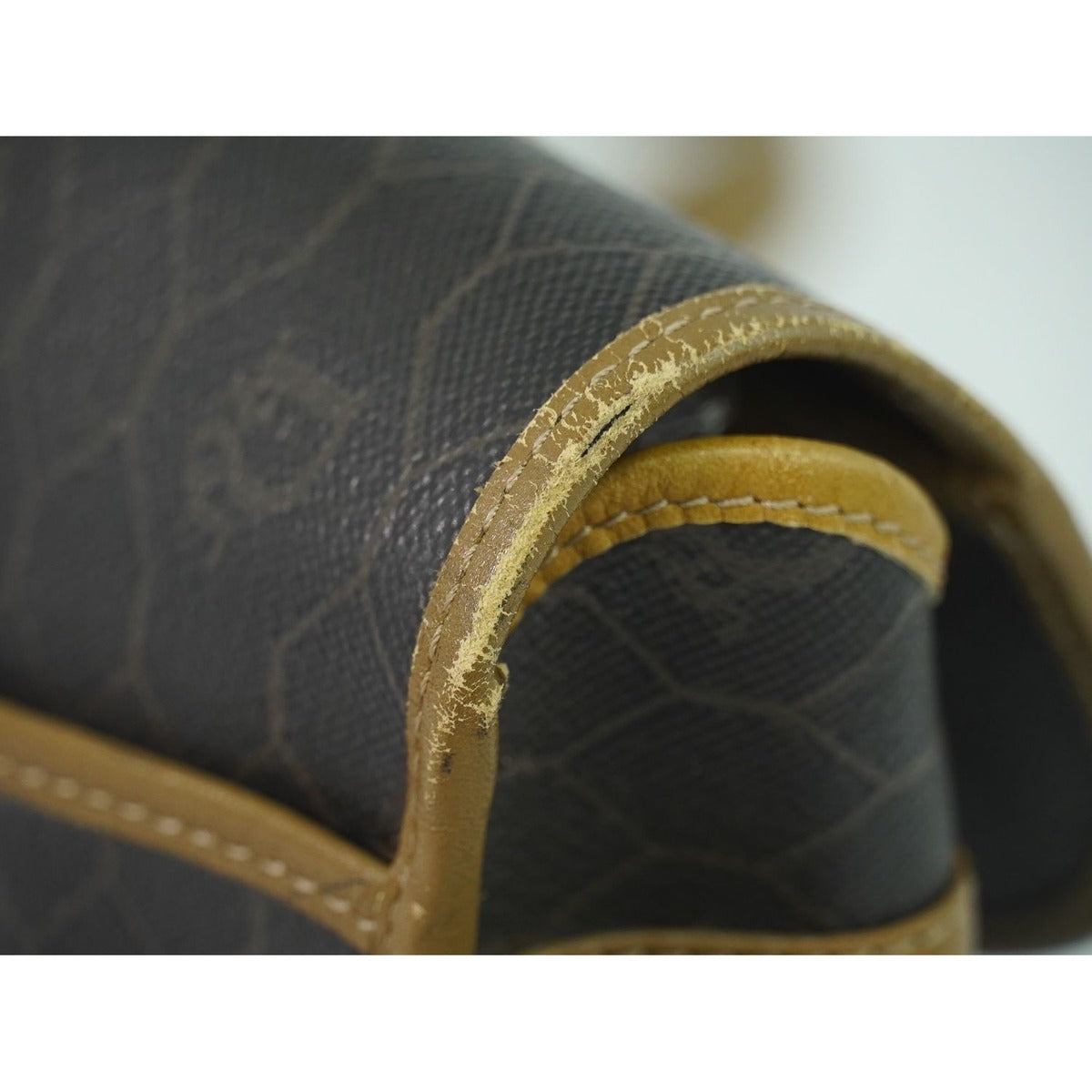 Dior Christian Honeycomb Pattern Shoulder Bag Pochette Black Brown — view 7