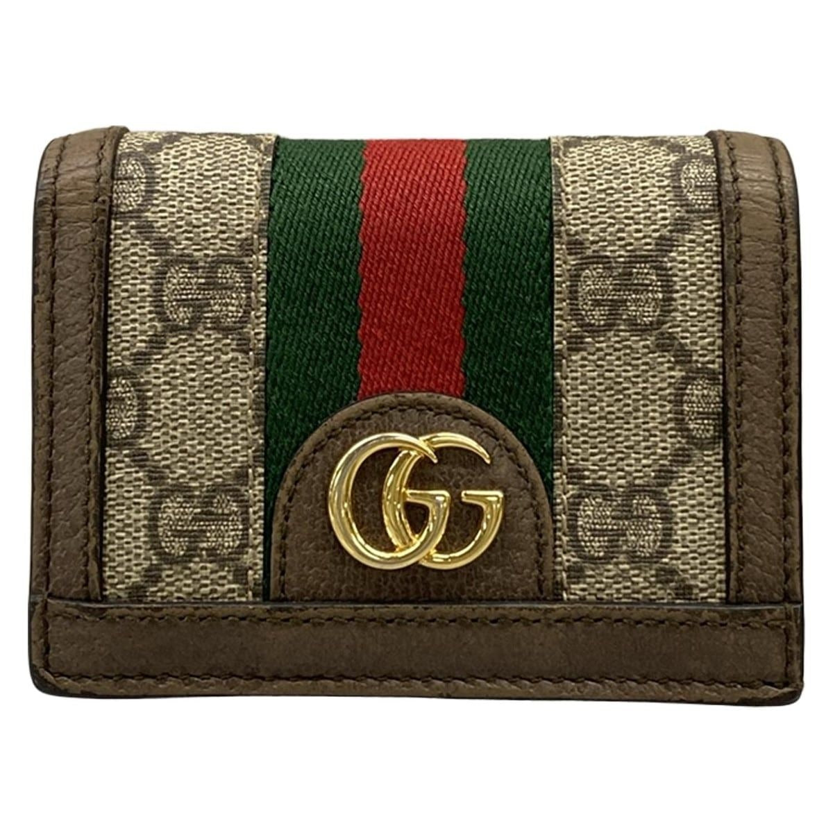 Gucci Bifold Wallet Ophidia Beige Ebony Dark Brown Leather