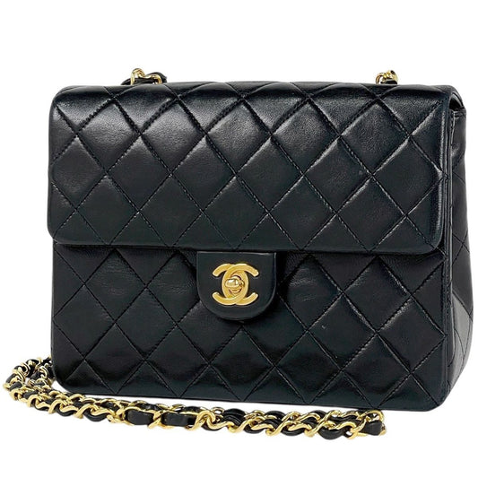 Chanel Quilted Single Flap Chain Shoulder Bag CC Logo Leather Black