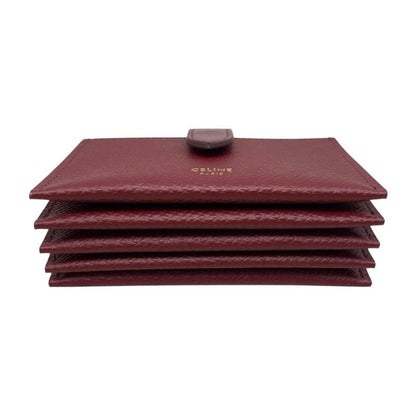 Celine Card Case Accordion Card Holder 10b693bfp Calfskin Logo Light Burgundy