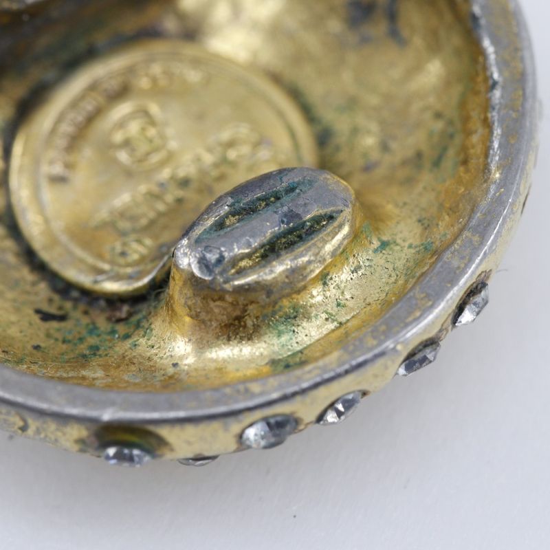 Chanel Logo Vintage Gold Plated And Rhinestone Ladies 20.5g Earring