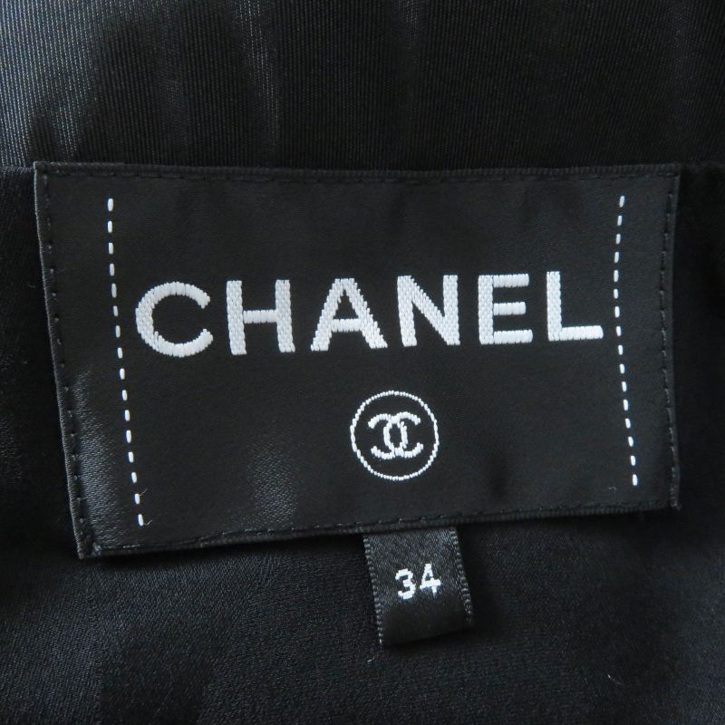 CHANEL 23B P75490 100% Silk Coco Mark Chain Design Zip Up Hoodie/jacket Black