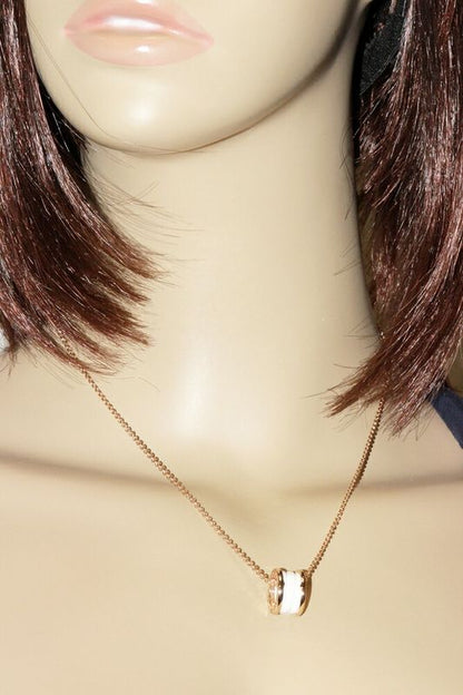 Bulgari Pendant Necklace 18K Pink Gold White Ceramic Bzero1 Pendant Necklace