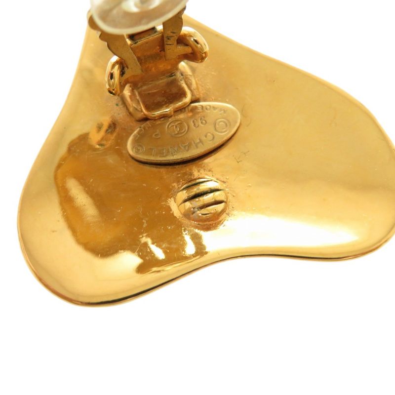 Chanel Vintage Coco Mark Heart Metal Gold Earrings 0179 Chanel