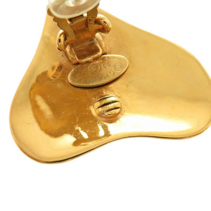 Chanel Vintage Coco Mark Heart Metal Gold Earrings 0179 Chanel