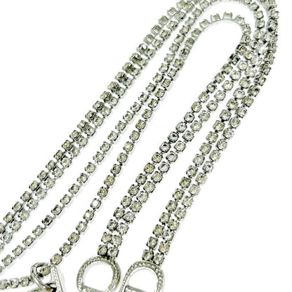Christian Dior Metal Rhinestone D Logo Necklace Women's Silver 348024 Necklace