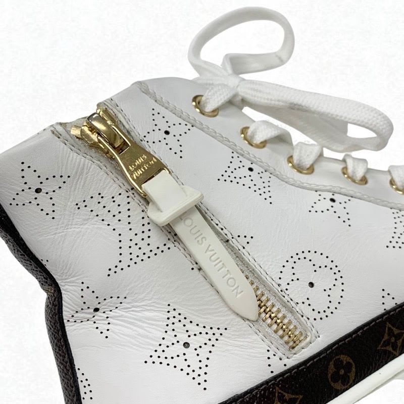 Louis Vuitton Stellar Line Monogram Sneakers Shoes Leather White Brown Logo