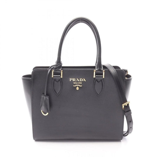 Prada Handbag Saffiano Black Leather 2-Way