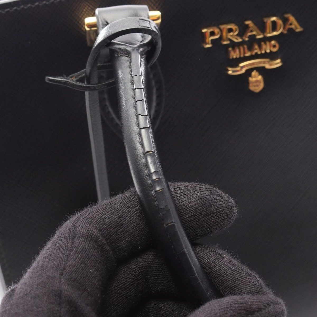Prada Handbag Saffiano Black Leather 2-Way — view 9