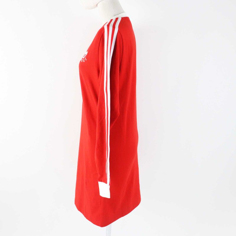 Gucci Adidas 693537 Cotton T-shirt Dress / Long Sleeve Dress Red White XS Made