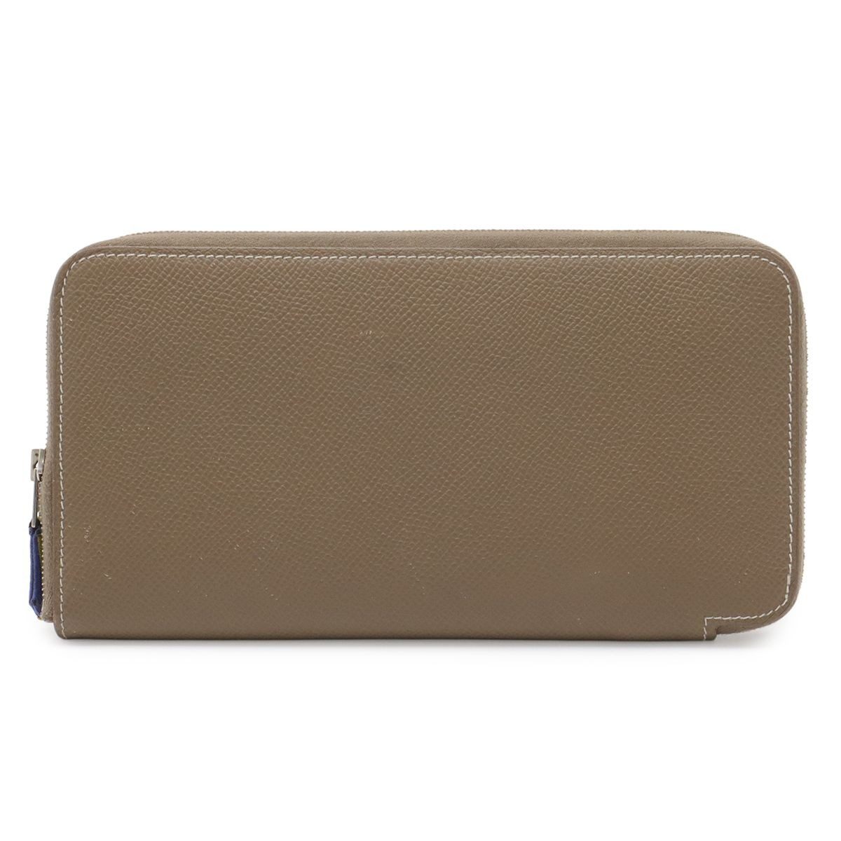 Hermes Azap Long Silk in Zip Around Wallet Veau Etoupe Grey Silver