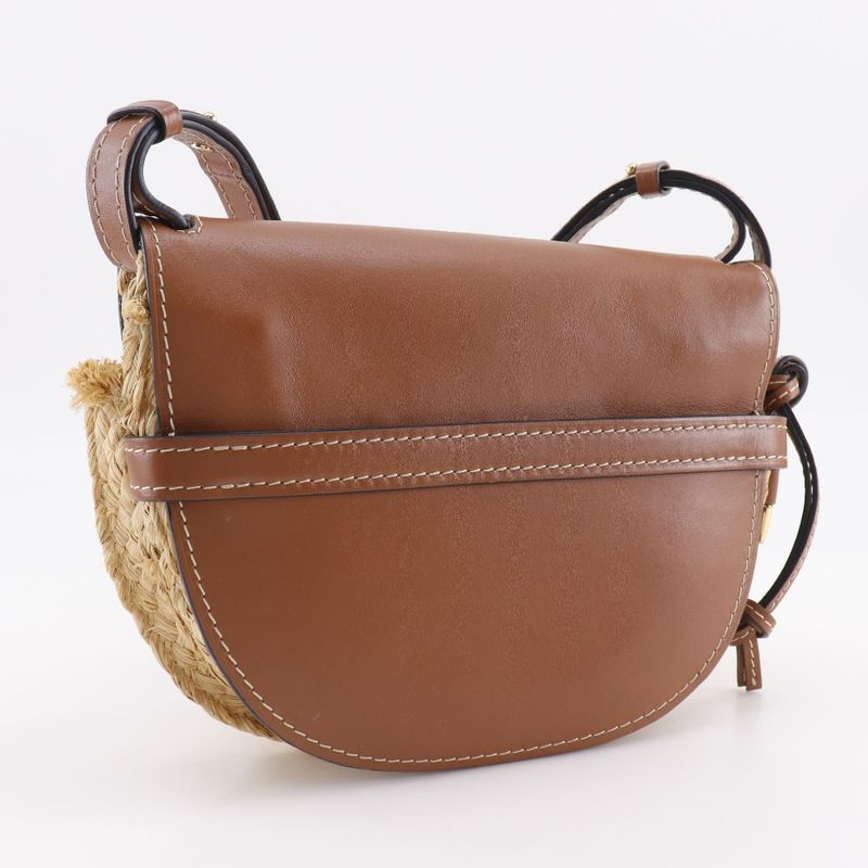Loewe Gate Small 329.13t20-2924 Leather And Raffia Brown Women Shoulder Bag