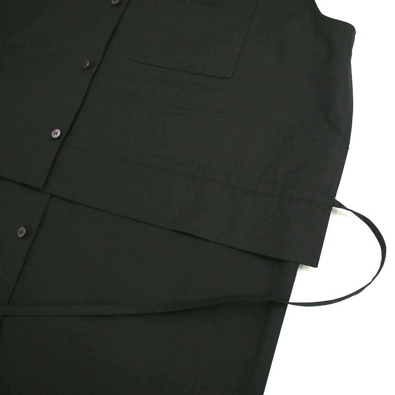 Hermes 23ss Sleeveless Cotton Shirt Dress 3e0565dt Black 42