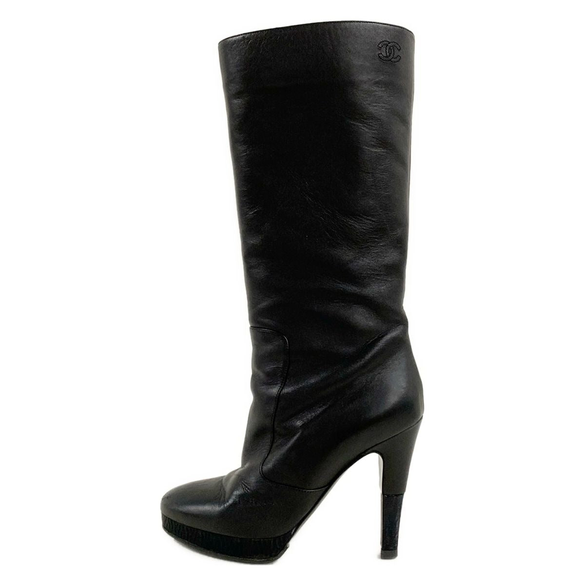 Chanel Boots 36 C Black CC Logo Lambskin