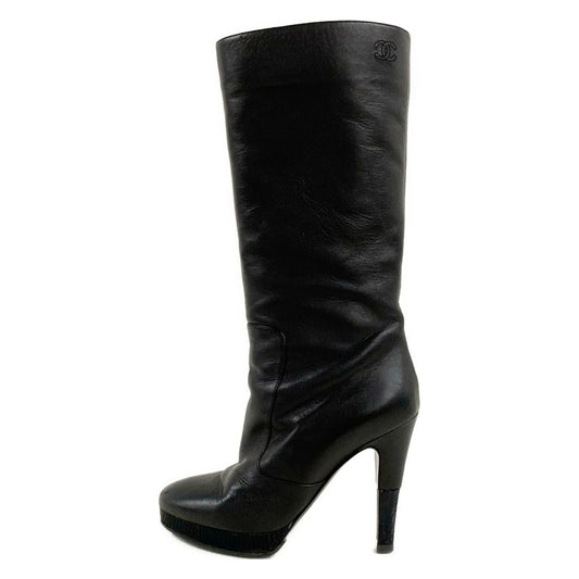 Chanel Boots 36 C Black CC Logo Lambskin