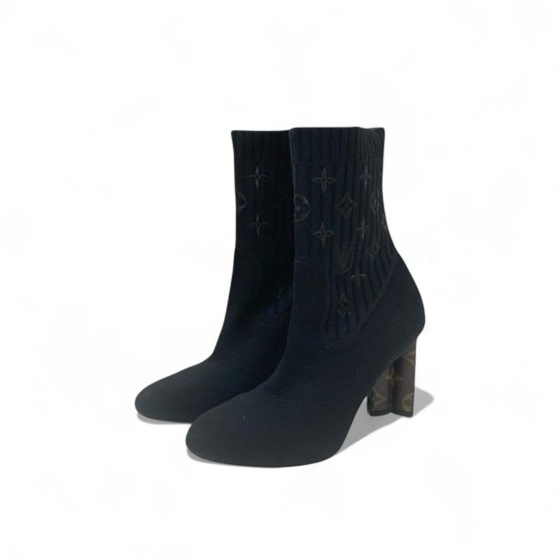 Louis Vuitton Silhouette Line Monogram Boots Short Shoes Fabric Leather