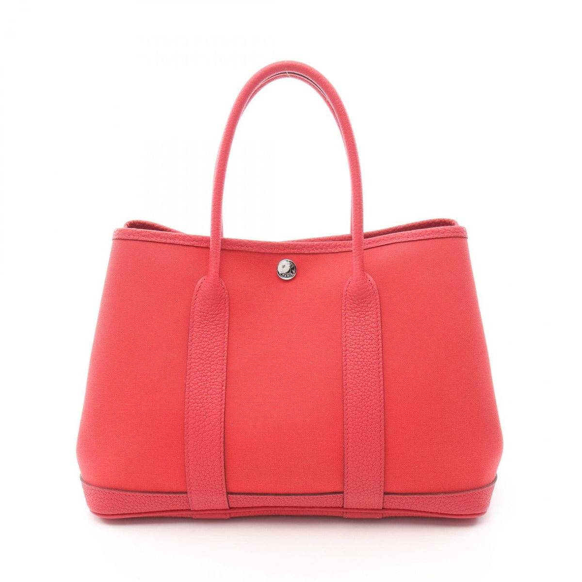 Hermes Tote Garden Party TPM Bougainvillea Leather Canvas Red