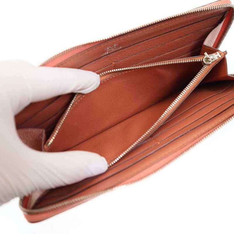 Hermes Azap Classic Round Zip Wallet Peach