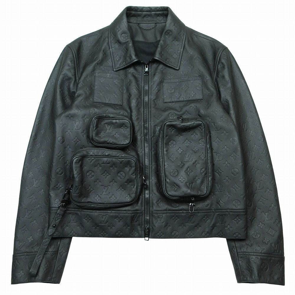 Louis Vuitton Monogram Embossed Utility Leather Jacket Calf 46 M