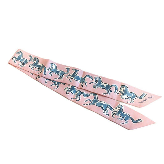 Hermes Twilly Freedom Horse Silk Pink Scarf