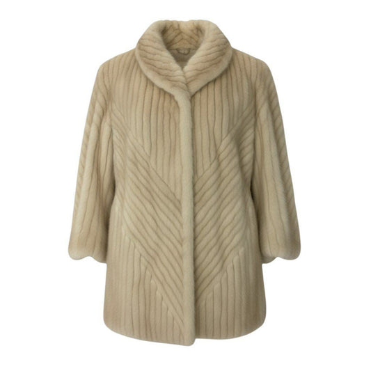 Celine Pearl Mink Coat White Finest Fur Triomphe Embroidery Hair Quality