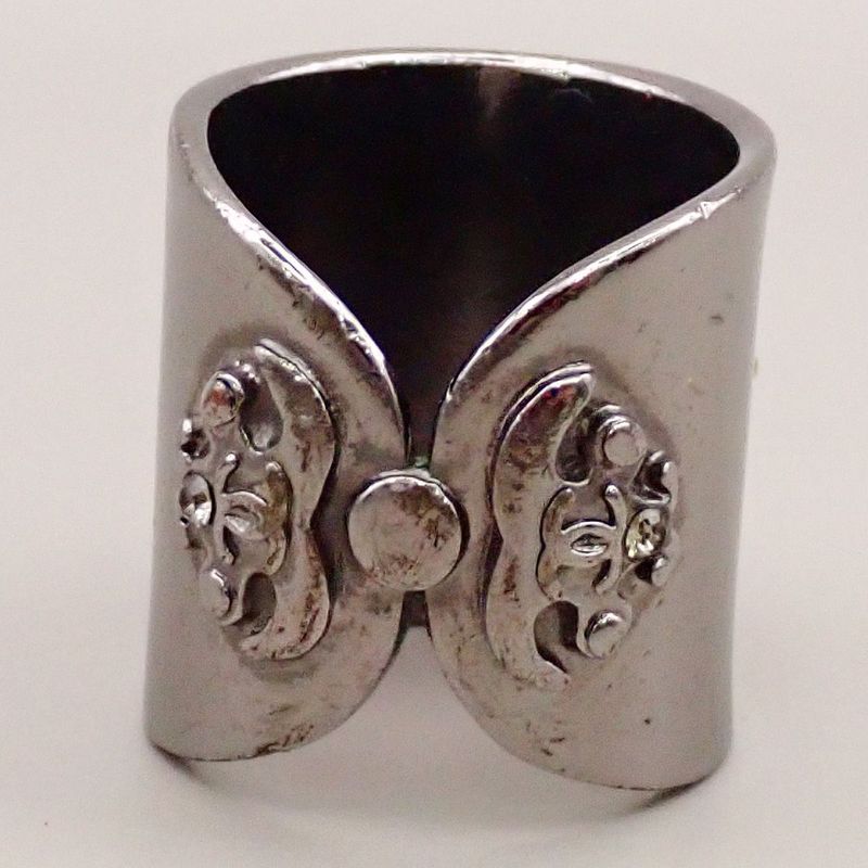 Chanel Ring CC Mark Silver Stones Size 12 34ka622