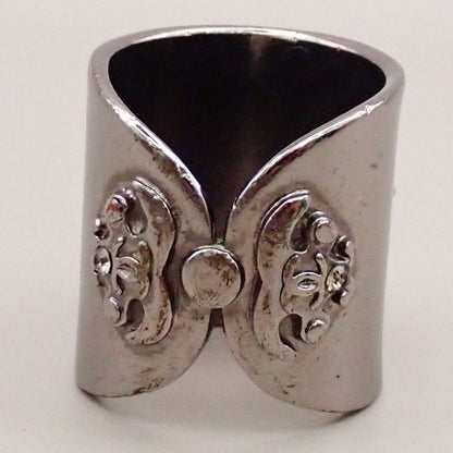 Chanel Ring CC Mark Silver Stones Size 12 34ka622