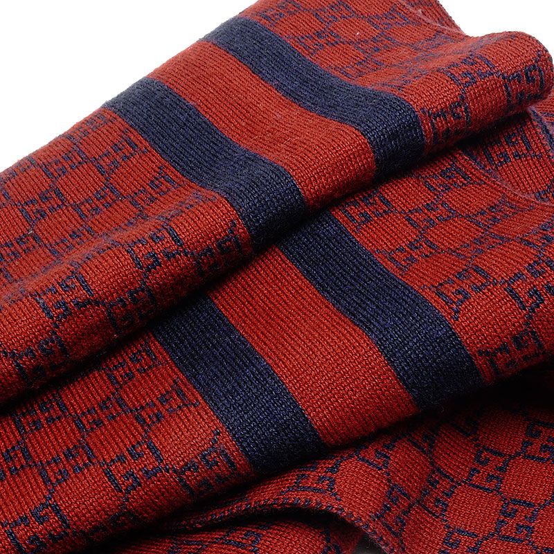 Gucci 438253 3g206 6268 Scarf GG Pattern Red X Navy Unisex *outlet
