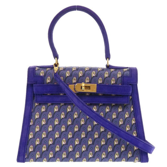 Hermes Kelly 20 owl Sellier Dobris Silk Blue Gold Hardware 00