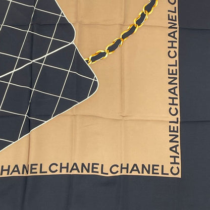 Chanel Matelasse Bag Motif Scarf Silk Brown