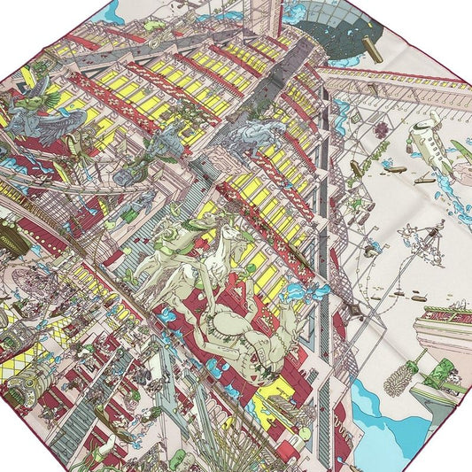 Hermes Scarf Carré 90 Pink×yellow×multi LA Legende DU Cheval A Plumes