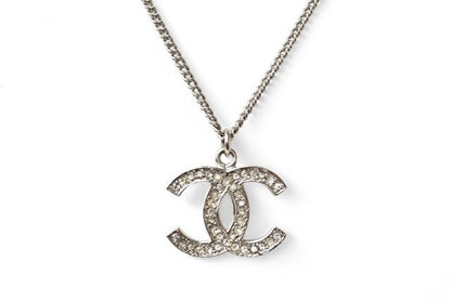 Chanel Necklace Pendant Chanel Coco Rhinestone Silver 07A