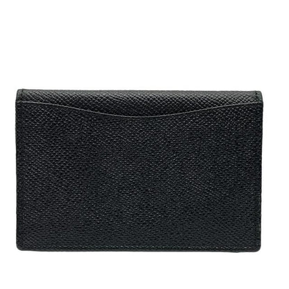 Bvlgari Card Case Pass Case Business Card Holder Compact Bifold Logo Leather