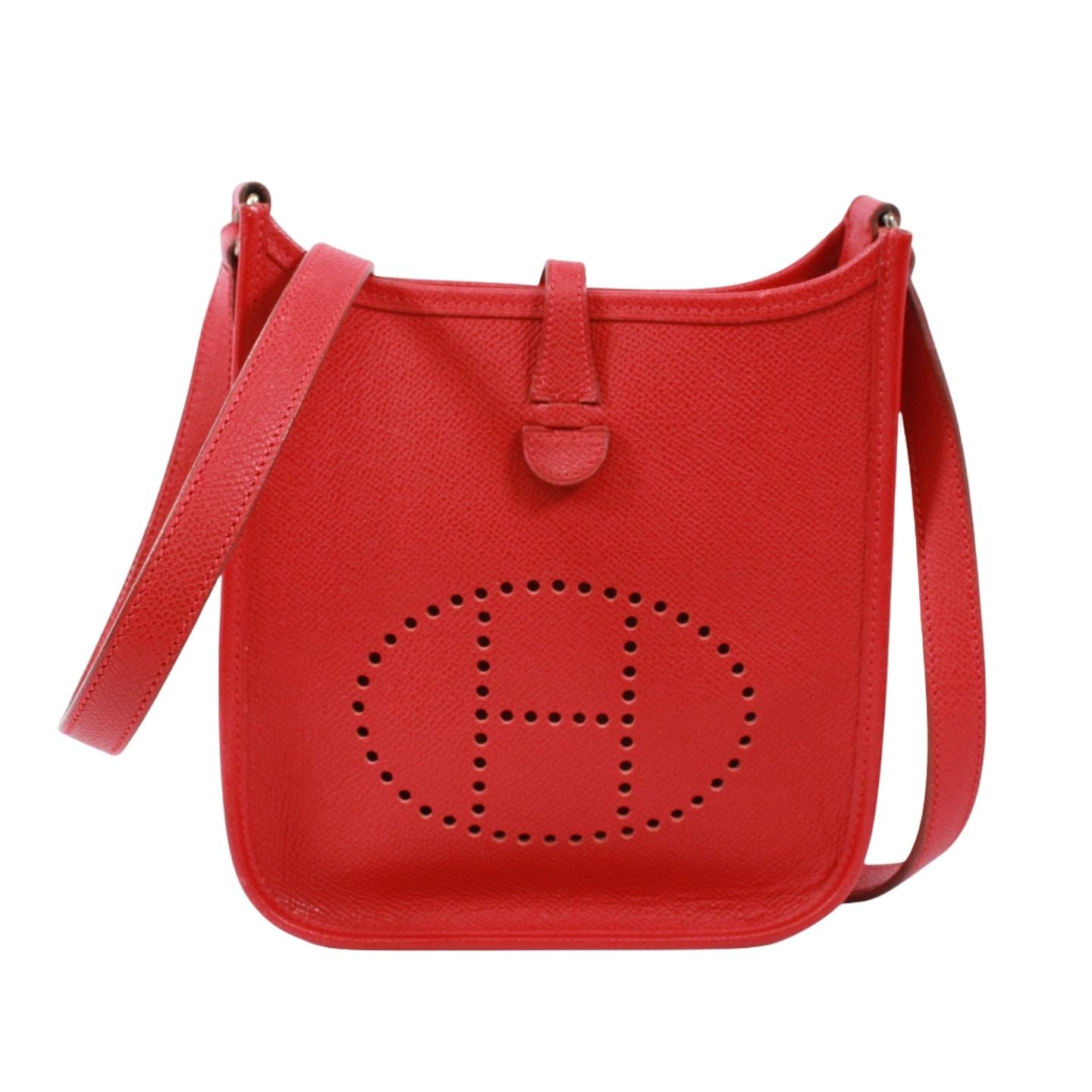 Hermes Evelyne TPM Veau Epsom Red Shoulder Bag Silver