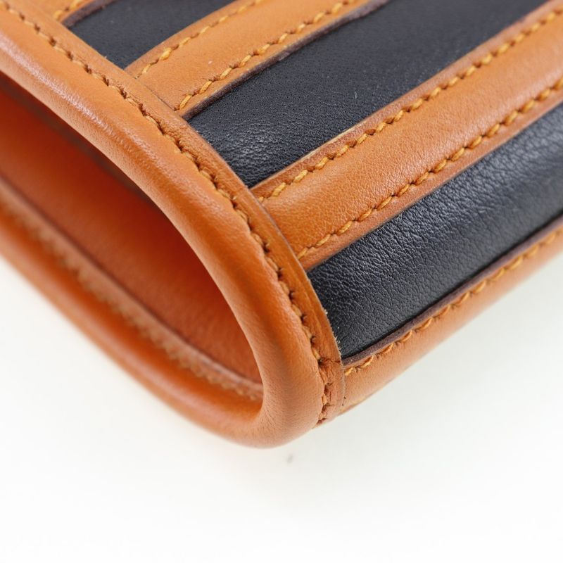 Hermes Leather Orange/black 0V Women's Shoulder Bag