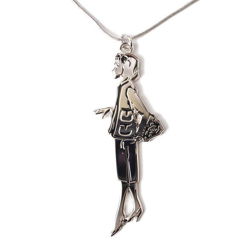 Chanel Charm Long Necklace Mademoiselle Motif Silver — view 4