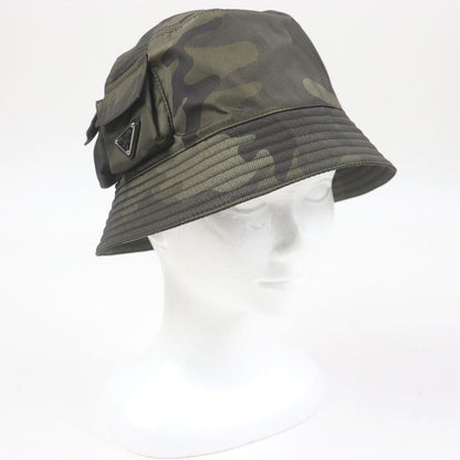 Prada 2023 2hc350 Re-nylon Camouflage Triangle Logo Bucket Hat Khaki XXL Made