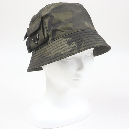 Prada 2023 2hc350 Re-nylon Camouflage Triangle Logo Bucket Hat Khaki XXL Made