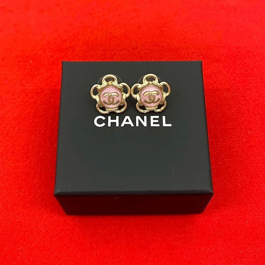 Chanel Coco Mark Flower Motif Earrings Accessories Small 24FB