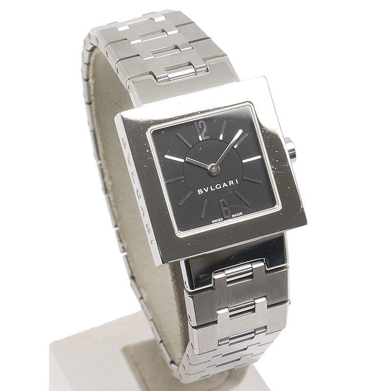 Bulgari Quadrado Sq22ss Ladies Quartz SS Black Dial