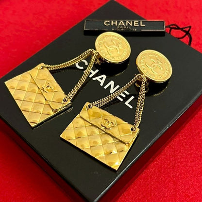 Chanel Quilted Bag Motif Earrings Accessories 93P