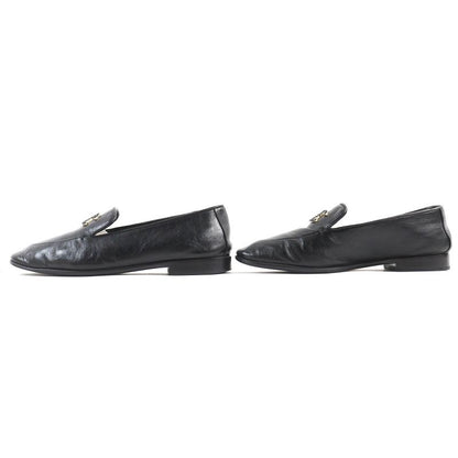 CHANEL 2023 23A G45008 Coco Mark Shiny Calfskin Leather Loafers Black 36